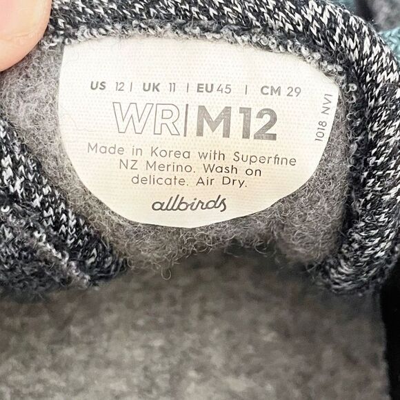 AllBirds Wool Runners Men’s Size 12 Gray Turquoise - Picture 5 of 5